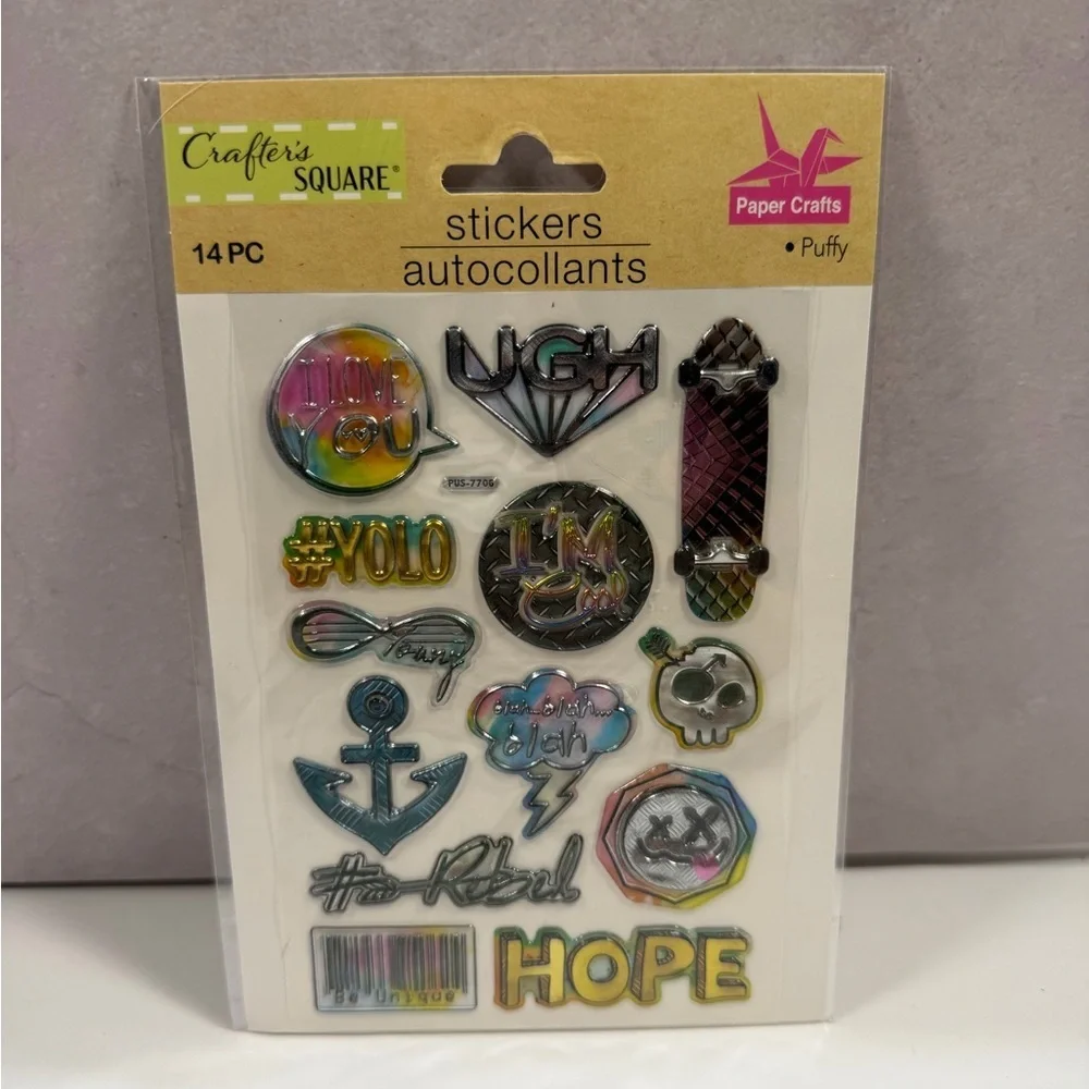 🩷5/$10 Crafter's Square Puffy Sticker Pack - Holographic Multi-Color